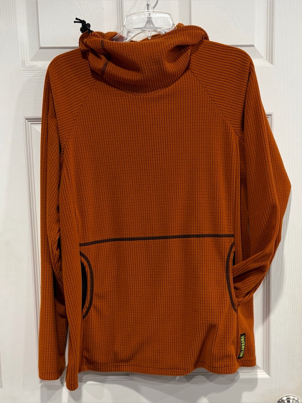 Melanzana Women's Large Micro Grid Hoodie Orange Jacket GUC Microgrid